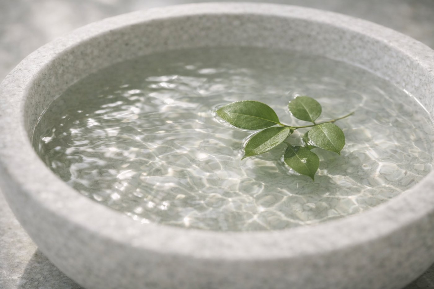 水鉢と葉