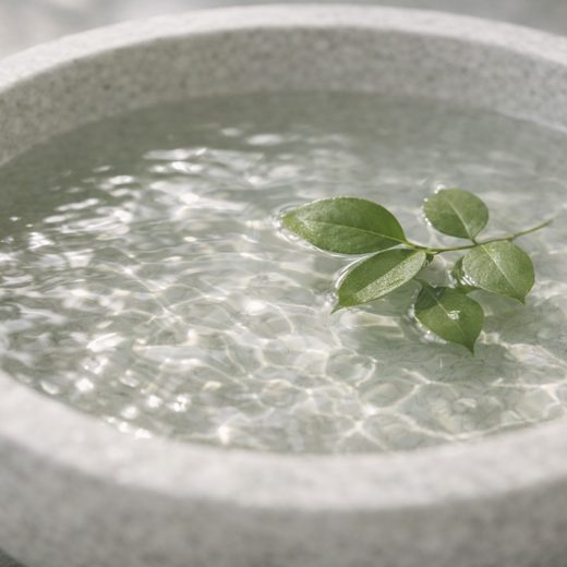 水鉢と葉